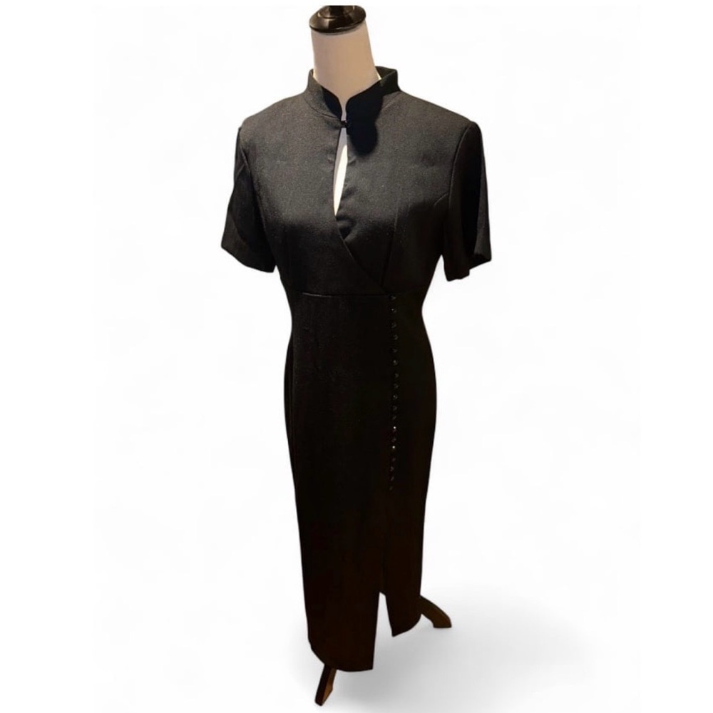 Vintage 90s Black Sheath Dress by Styleworks - Picture 4 of 16